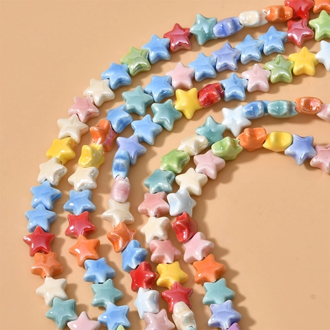 Ceramic Star Beads Multicolor Five-Pointed Star Loose Beads For DIY Jewelry Making Necklace Bracelet Earring Macaron Glazed Star Accessories