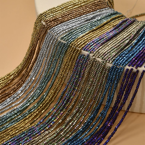 Faceted Square Hematite Beads Gold Plated Metallic Loose Beads Strand For DIY Jewelry Making Necklace Bracelet Material