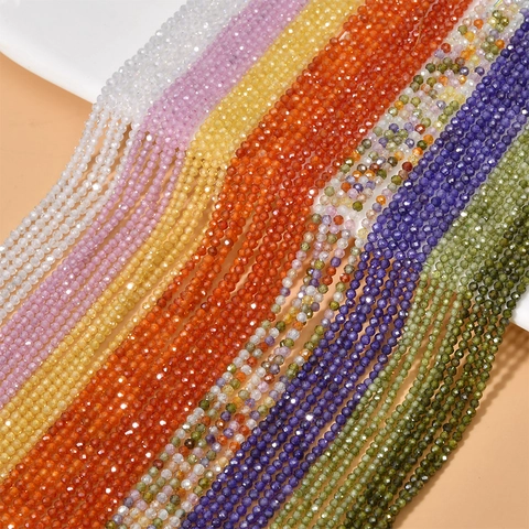 Facettierte Zirkonia Lose Perlen Schnur Mehrfarbig Rund Klein Funkelnde Edelsteinperlen Für DIY Schmuckherstellung Halskette Armband Material