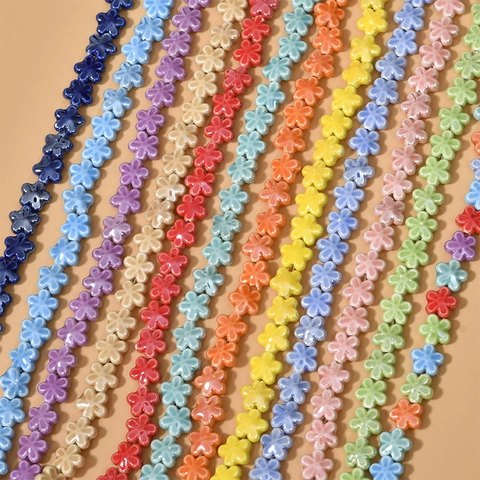 Ceramic Five-Petal Flower Beads Glazed DIY Jewelry Making Materials For Bracelet Necklace Earrings Hand-Painted Loose Beads
