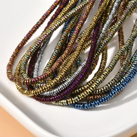 Metallic Wave Round Disc Hematite Spacer Beads For DIY Jewelry Making Bracelet Necklace Earring Material Handmade Accessory