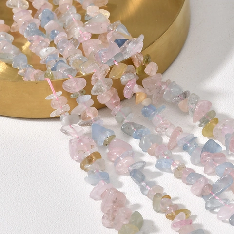 Perline di Pietra Frantumata Irregolare in Morganite Naturale per Creazione Gioielli DIY Collane Braccialetti Pietre Lucidate
