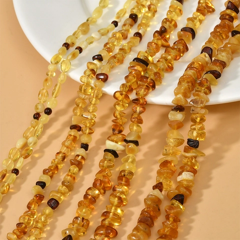 Natural Irregular Amber Honey Wax Crushed Stone Loose Beads For DIY Jewelry Making Necklace Bracelet Accessory Strand