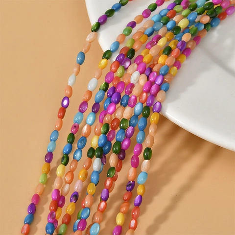 Perles en Vrac de Perle de Coquillage de Couleur Bonbon Arc-en-ciel Pour la Fabrication de Bijoux DIY Perles d'Espacement en Forme de Tube de Riz Rond Pour Bracelet Collier Boucles d'Oreilles