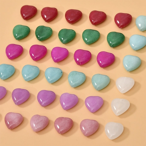 Heart Shaped Natural Stone Beads Colorful Polished Heart Pendants For DIY Jewelry Making Bracelet Necklace Earring Material