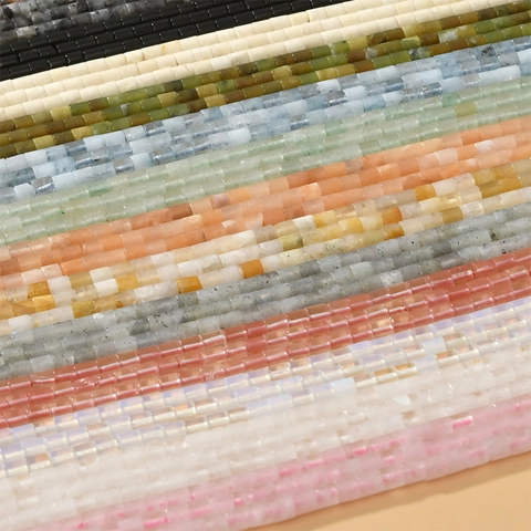 Natural Stone Cylinder Tube Spacer Beads For Jewelry Making DIY Handcrafted Bracelet Necklace Components Mixed Colors