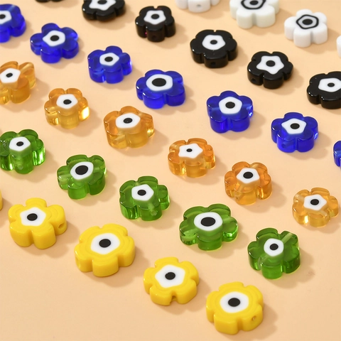 Perline a Forma di Fiore in Vetro a Lume Millefiori Fatte a Mano Malocchio Perline Sciolte per DIY Bracciali Collane Orecchini Creazione Gioielli