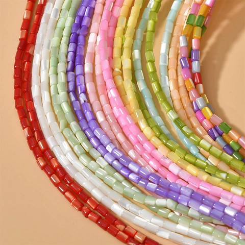 Natural Freshwater Shell Cylinder Tube Beads Colorful 3x5 Loose Beads For DIY Jewelry Making Bracelet Necklace Findings