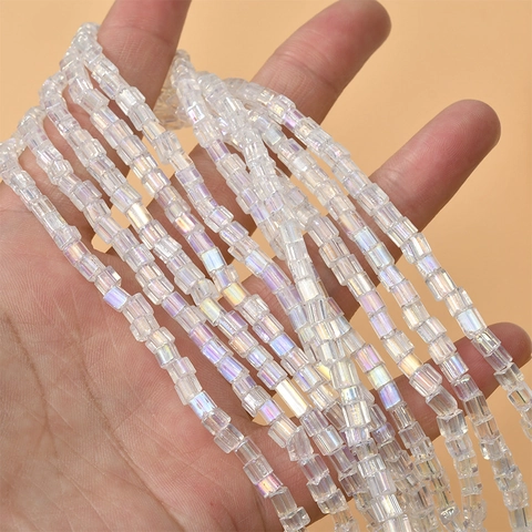 Square Glass Lampwork Beads 4x4mm Faceted Cube Spacer Beads For DIY Jewelry Making Bracelet Necklace Handmade Accessories