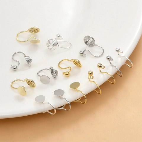 Copper 14K Gold Plated Spiral Mosquito Coil Earring Clips Converters For Non-Pierced Ears DIY Jewelry Making Findings Accessories