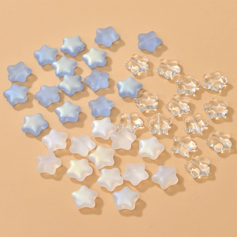 12mm Star Shaped Czech Glass Beads Frosted AB Iridescent Electroplated Loose Beads For DIY Jewelry Making Necklaces Bracelet