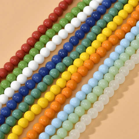 Round Colorful Glass Loose Beads For DIY Jewelry Making Necklace Bracelet Earrings Craft Accessories Polished Glass Round Beads