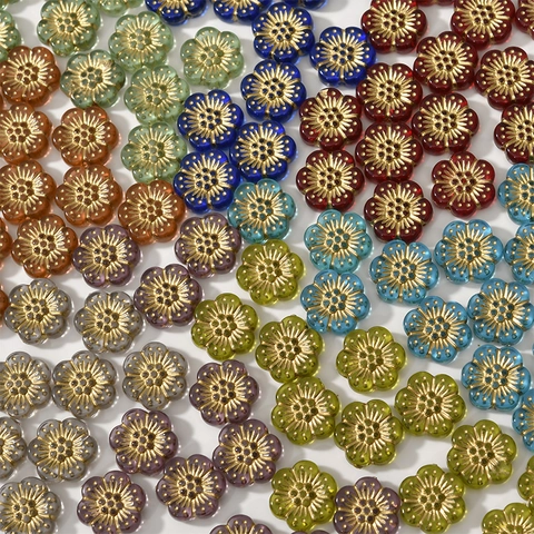 12mm Acrylic Gold Edged Flower Shaped Beads Plum Blossom Loose Beads For DIY Bracelet Necklace Earring Jewelry Making