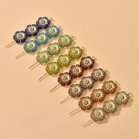12mm Acrylic Gold Edged Flower Shaped Beads Plum Blossom Loose Beads For DIY Bracelet Necklace Earring Jewelry Making