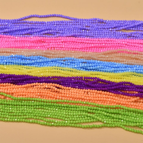 Macaron Color Faceted Glass Beads For DIY Jewelry Making Necklaces Bracelets Sweet Colorful Loose Glass Beads Material