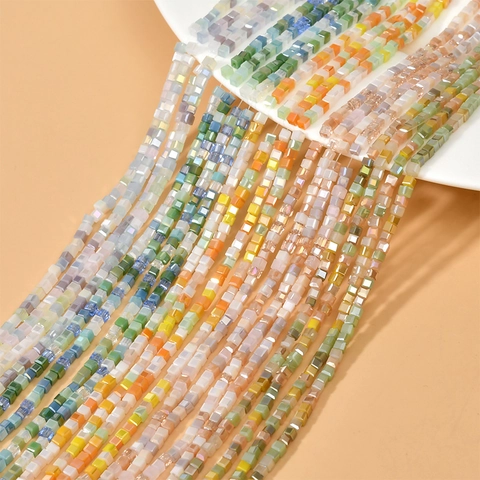 Mini Sugar Cube Faceted Glass Crystal Loose Beads Macaron AB Color Square Spacer Beads For DIY Jewelry Making Material