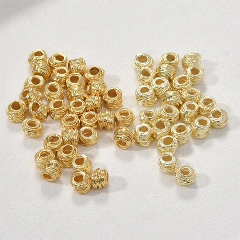 Cuentas Espaciadoras de Bola Tejida de Cobre Chapado en Oro para DIY Joyería Pulsera Collar Pendientes Materiales Accesorios