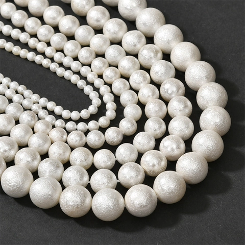 Shell Beads Cotton Pearl Texture White Round Loose Beads For DIY Necklace Bracelet Earring Jewelry Making Accessories