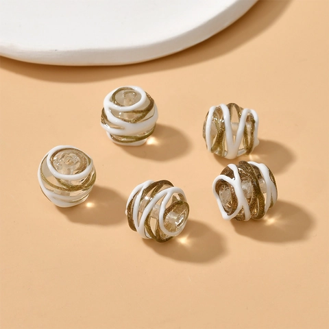 Perline in Vetro Lampwork da 13mm con Motivo a Spirale Glitter Perline Sciolte per Creazione Gioielli DIY Collane Braccialetti
