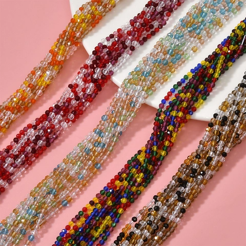 Faceted Glass Beads Multicolor Rondelle Loose Spacer Beads For Jewelry Making DIY Necklace Bracelet Craft Accessories