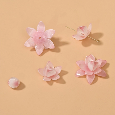 Perline in Acrilico in Stile Cinese a Forma di Fiore e Foglia di Loto per Creazione di Gioielli Fai-da-te Accessori Artigianali