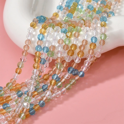 Faceted Glass Beads Multicolor Rondelle Loose Spacer Beads For Jewelry Making DIY Necklace Bracelet Craft Accessories