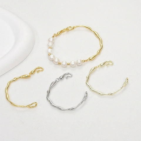 Minimalist Copper Irregular Branch Bangle For DIY Jewelry Making Liquid Metal Style Gold Silver Plated Bracelet Findings Women Accessories