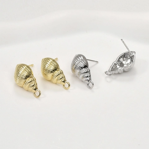 Vergoldeter Kupfer Conch Muschel Ohrstecker Mit Silver Earring Post Für DIY Handgemachten Schmuck Basteln Zubehör