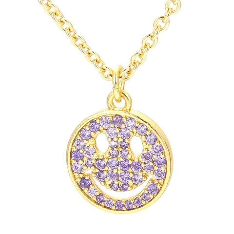 Trendige Kupfer Zirkonia Lächeln Anhänger Halskette Für Damen Einfache Box Kette Hip Hop Stil Galvanisierter Modeschmuck