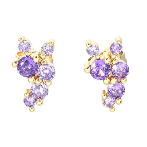 Vintage Copper Zirconia Stud Earrings For Women Retro Luxury Cluster Colorful Geometric Electroplated Jewelry Jewelry
