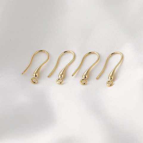 18K Vergulde Koperen Lange Druppel Oorhaken Voor DIY Sieraden Maken Hoogwaardige Handgemaakte Oorbel Componenten
