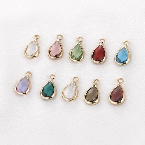Colgantes de Vidrio Facetado en Gota Borde de Metal Dorado Accesorios de Joyería DIY para Pendientes Collares Pulseras Dijes Hechos a Mano