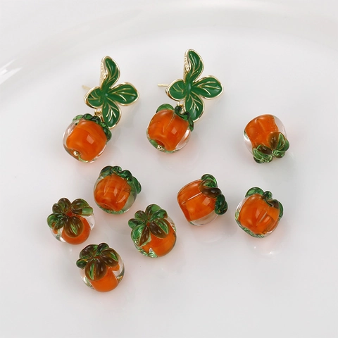 Handgemachte Lampwork Glas Frucht Perlen Für DIY Schmuckherstellung Zubehör Persimone Erdbeere Ananas Vintage Pastoraler Stil Perlen