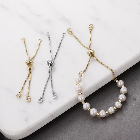 Accessorio per Bracciale Veneziana in Ottone Regolabile Con Zirconia Placcato Oro Argento DIY Componente per Creazione Gioielli