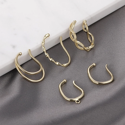 Copper Gold Silver Plated Ear Cuffs Non Piercing DIY Earring Jewelry Making Findings Minimalist Twisted Hollow Ear Clips Components