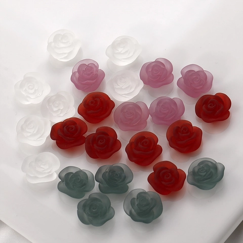 Frosted Resin Rose Charms Matte 3D Flower Bud Cabochons For DIY Earring Hair Accessories Jewelry Making Craft Supplies