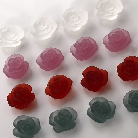 Frosted Resin Rose Charms Matte 3D Flower Bud Cabochons For DIY Earring Hair Accessories Jewelry Making Craft Supplies