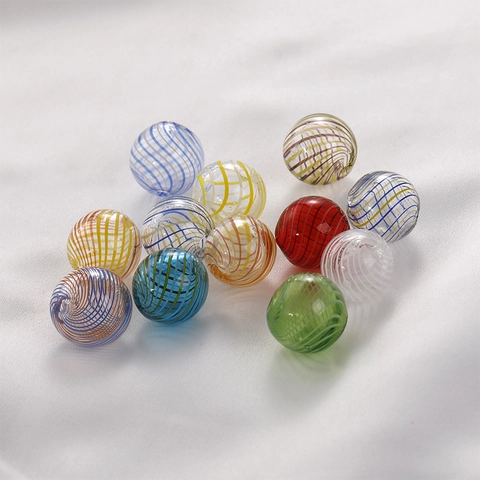 Vintage Ins Style Colorful Spiral Pattern Brushed Glass Beads For DIY Handmade Earring Necklace Bracelet Jewelry Making Accessories
