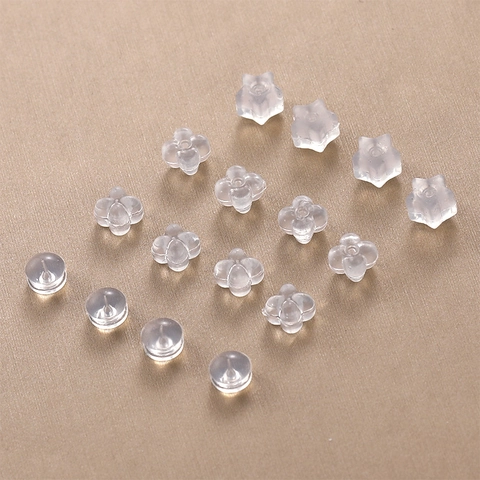 Clear Silicone Earring Backs Only (Without Earrings) Stoppers For Studs Hooks Star Flower Round Shape Earring Backings DIY Jewelry Making Accessories