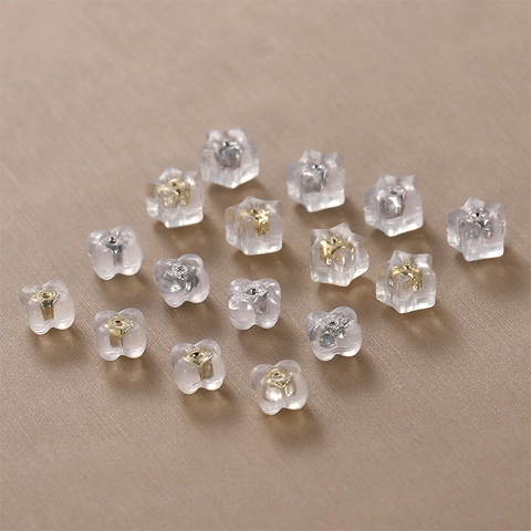 Clear Silicone Earring Backs Star Flower Shape Replacement Earring Nuts With Metal Core For Jewelry Making DIY Crafting