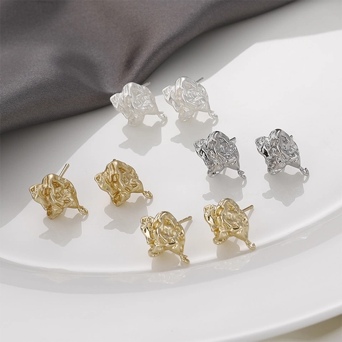 Componenti per Orecchini in Rame con Texture Lava Irregolare con Perno in Argento DIY Accessori per la Creazione di Gioielli Oro Opaco