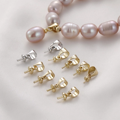 Bélières de Pendentif en Cuivre Plaqué Or Argent pour Fabrication de Bijoux DIY Accessoires de Künstliche Perles Tiges à Œillet