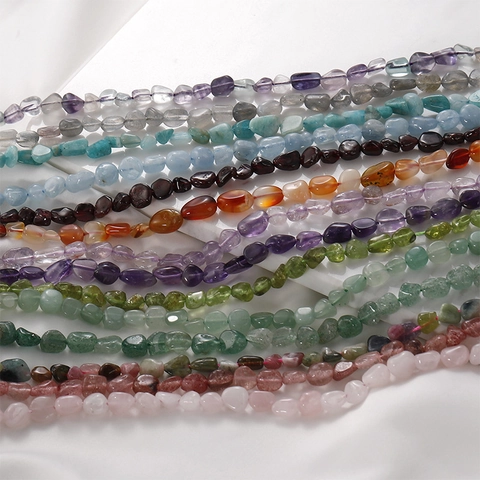 Natural Irregular Gemstone Chip Beads Strand Mixed Amethyst Moonstone Strawberry Quartz Beads For DIY Jewelry Making Crafts