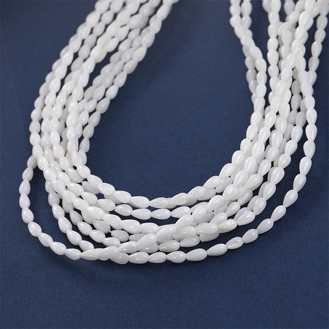 Perles en Coquille Naturelle Forme de Riz Larme Blanc Nacre Perles en Vrac pour Fabrication de Bijoux DIY