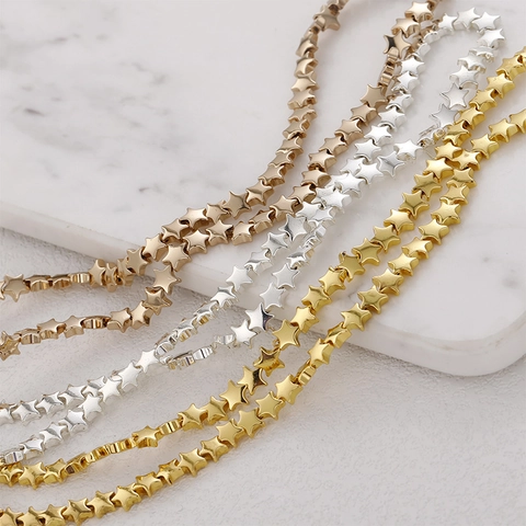 Cuentas de Estrella de Hematita Material para Creación de Joyas DIY para Collar Pulsera Pendientes Cuentas Espaciadoras de Pentagrama