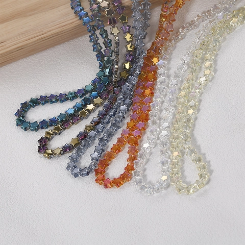Glass Pentagram Star Beads Iridescent Crystal Beads For DIY Jewelry Making Earrings Necklace Bracelet Decoration Materials