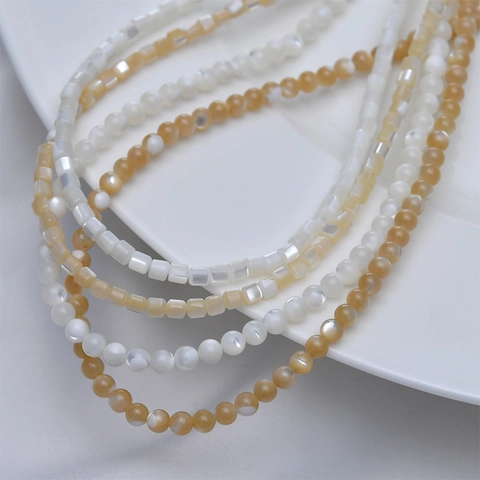 Natural Shell Beads Round Cylinder Tube DIY Jewelry Making Supplies Loose Spacer Beads for Bracelets Necklaces Earrings Women Craft