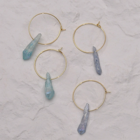 Natural Agate Crystal Point Pendant Columns Irregular Dyed Colorful Raw Stone Drilled DIY Jewelry Making Accessories For Necklace Earring