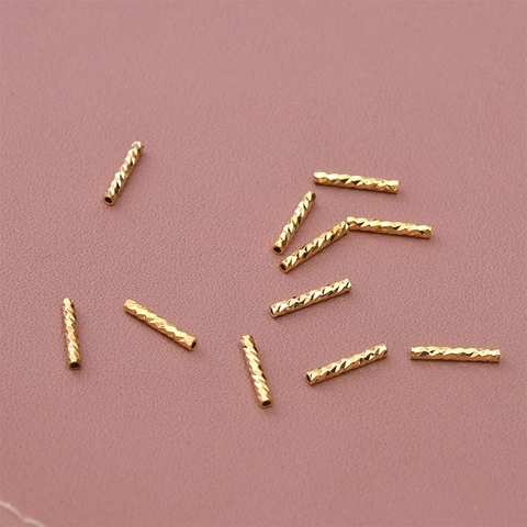 18K Gold Plated Copper Spiral Textured Tubes Curved S Shape Spacer Beads For DIY Bracelet Necklace Jewelry Making Findings