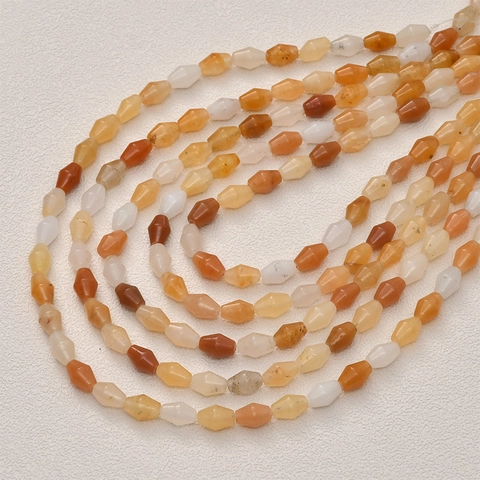 Natural Yellow Aventurine Faceted Rhombus Beads Spindle Shape Stone Loose Beads For DIY Bracelet Necklace Jewelry Making